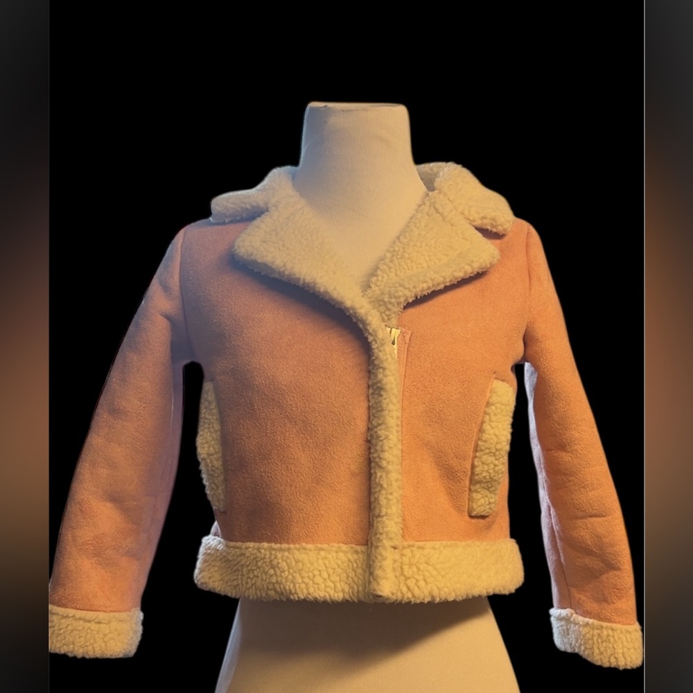 Girls Size 5/6 Koolaburra by Ugg Faux Leather, Sherpa Lined Jacket EUC